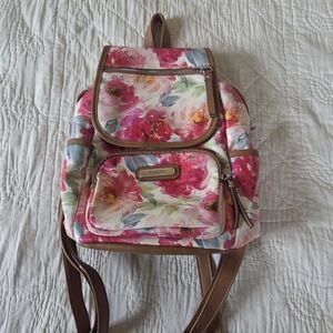 Rosetti Floral Backpack - Pink and Brown